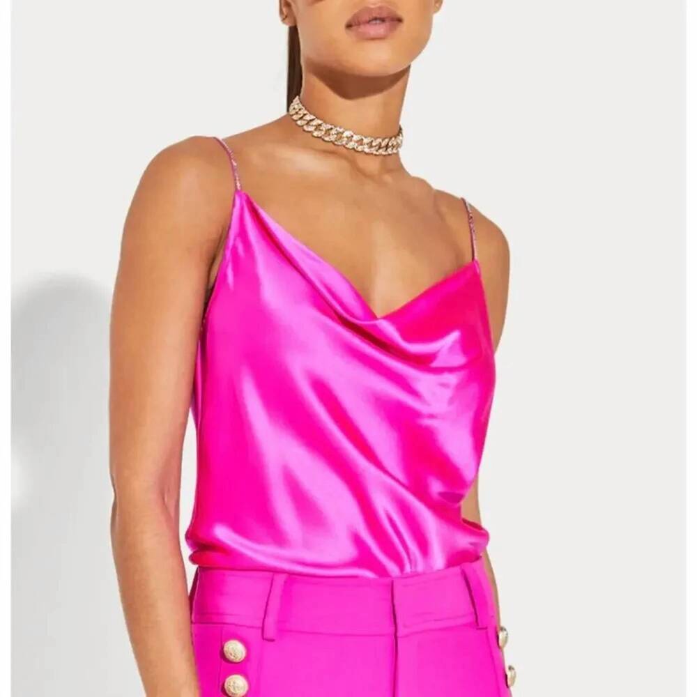 NEW GENERATION LOVE bailey crystal strap camisole in hot pink